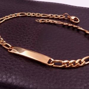 NEW! 18K FIGARO CHAIN ID BRACELET - UNISEX